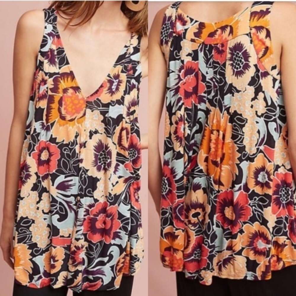 ANTHROPOLOGIE Vanessa Virginia Floral Swing Tank